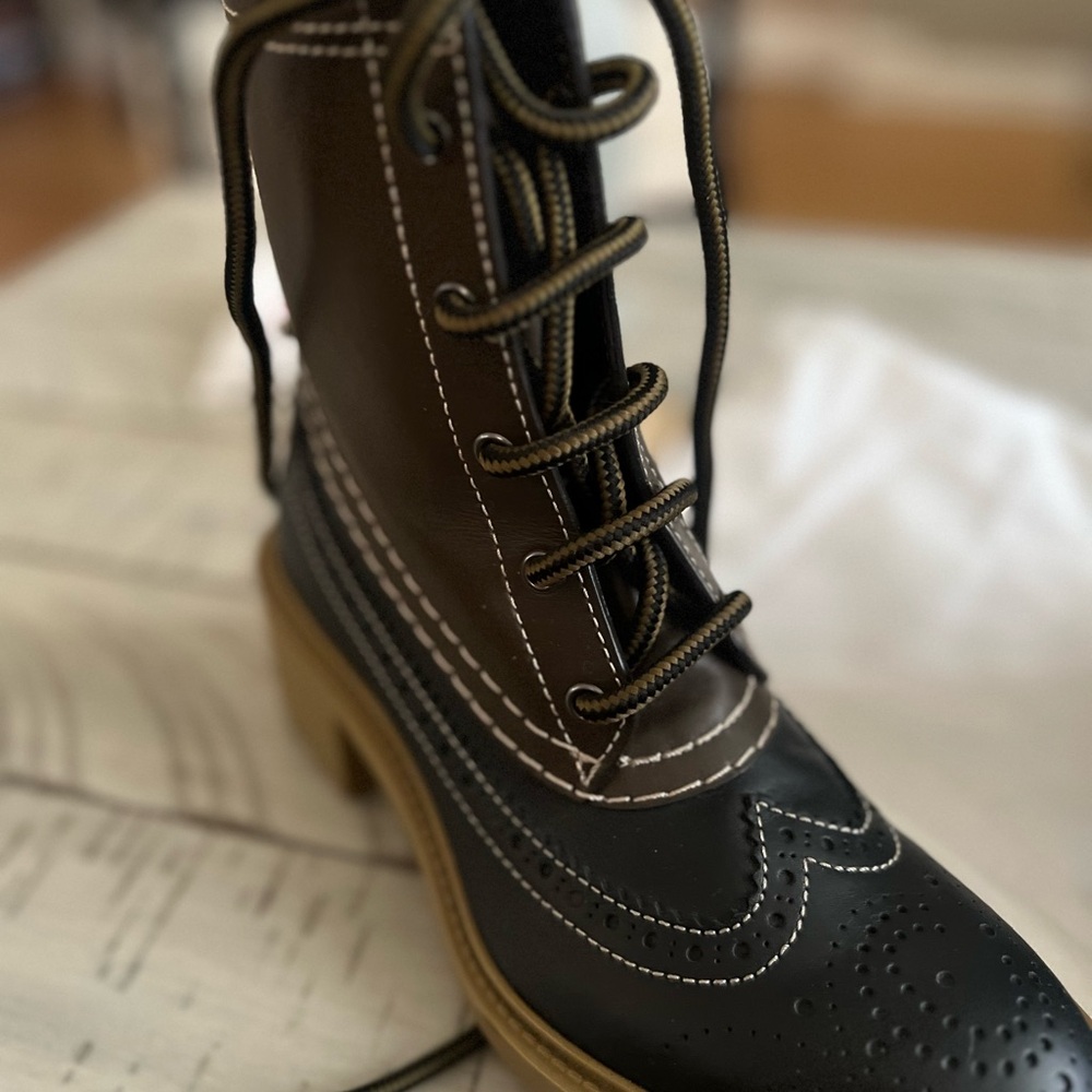Chloe Black and Brown Lace Up Booties - Picture 4 of 7